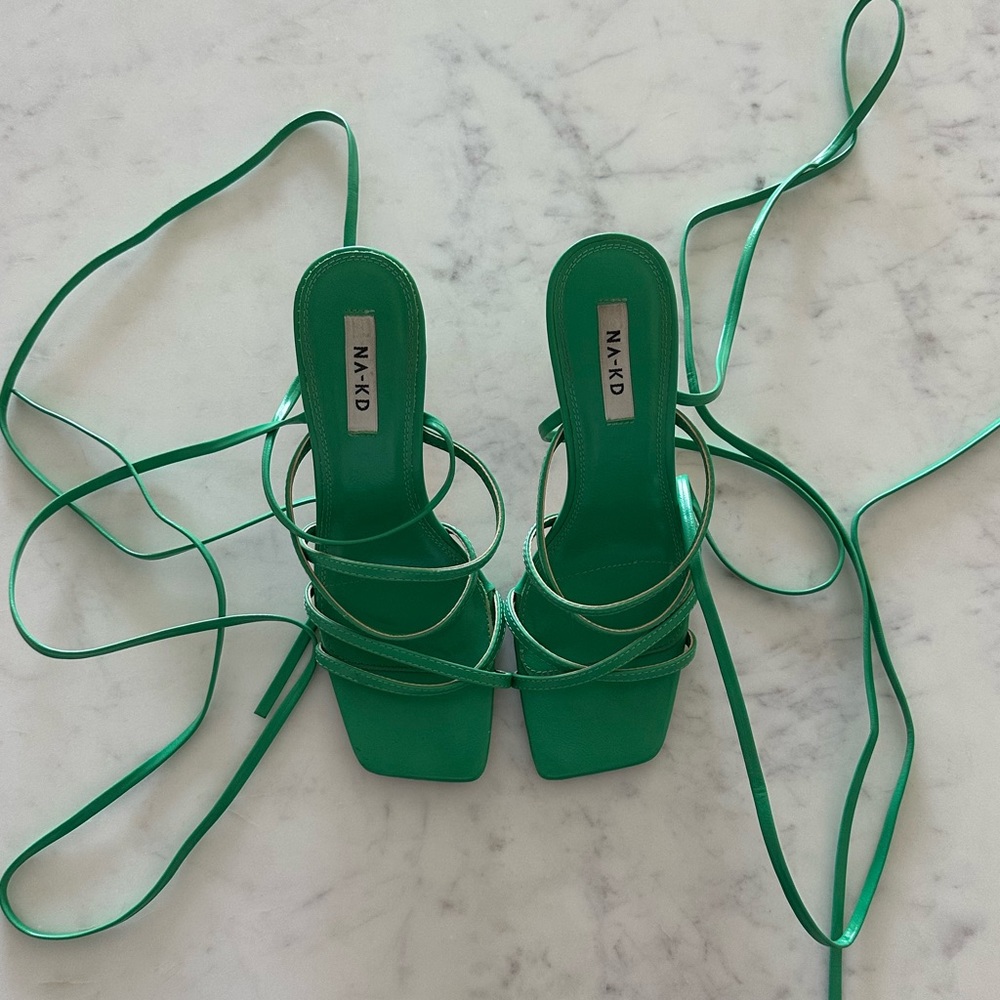 NA-KD Green Lace-Up Heels
